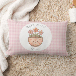 Cojín Lumbar Regalo para mamá, La mejor mamá, Cuadros rosados