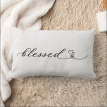 Cojín Lumbar Regalo rústico de Boda de guión corto del corazón<br><div class="desc">Haz que tu regalo a los recién casados sea memorable con esta caligrafía dulce de la letra caligrafía bendita con un ramo de corazón,  con un fondo de efecto burregal. Fácilmente personalizable con el nombre y la fecha de su elección.</div>