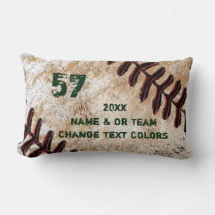 Cojín Lumbar Regalos de béisbol grunge personalizables para jug