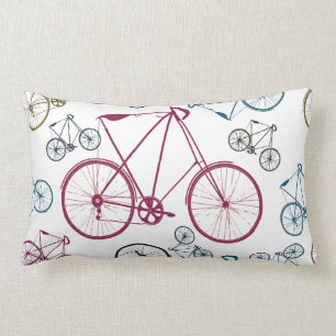 Cojín Lumbar Regalos de patrones de bicicletas de época para ci