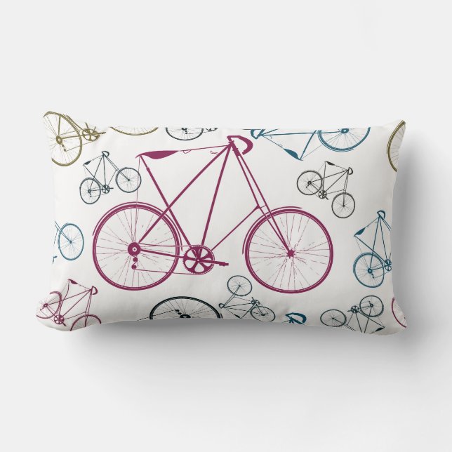 Cojín Lumbar Regalos de patrones de bicicletas de época para ci (Anverso)