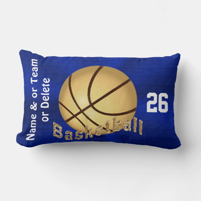 Cojín Lumbar Regalos del equipo de baloncesto del azul y del (Anverso)