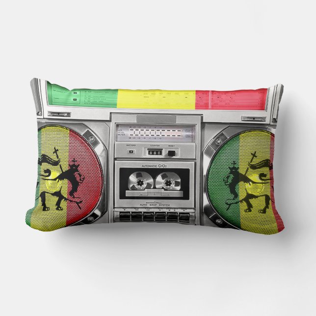Cojín Lumbar reggae del boombox (Anverso)