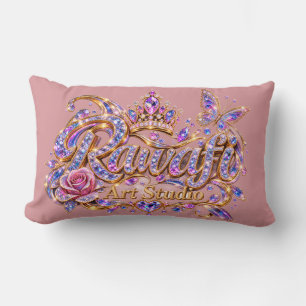 Cojín Lumbar Reina de Cristal Elegancia Floral Rosa