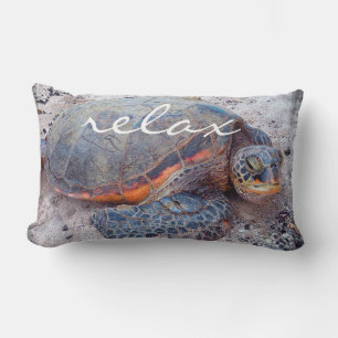 Cojín Lumbar Relax Script Hawaii Sea Turtle Honu Bold Photo