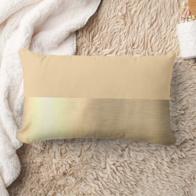 Cojín Lumbar Relieve metalizado dorado Beige Rústico Faux (Manta)