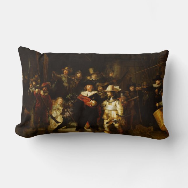 Cojín Lumbar Rembrandt Nightwatch Night Watch Pintura barroca (Anverso)