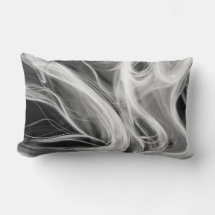 Cojín Lumbar remolino de humo blanco abstracto sobre negro