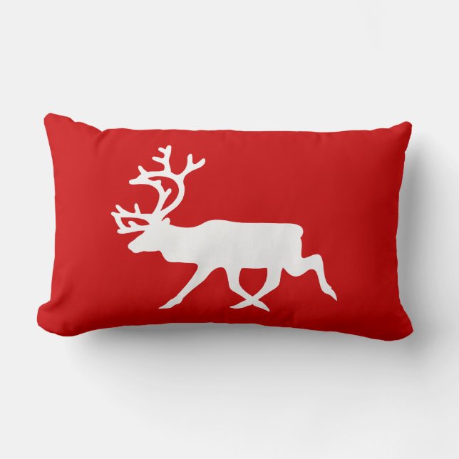 Cojín Lumbar Reno blanco / Silhouette Caribou (Anverso)