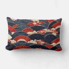 Cojín Lumbar Repitiendo patrón japonés de kimono