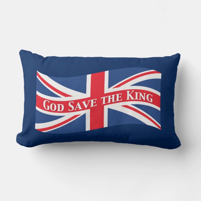 Cojín Lumbar Reserva de dios el rey con Union Jack (Anverso)