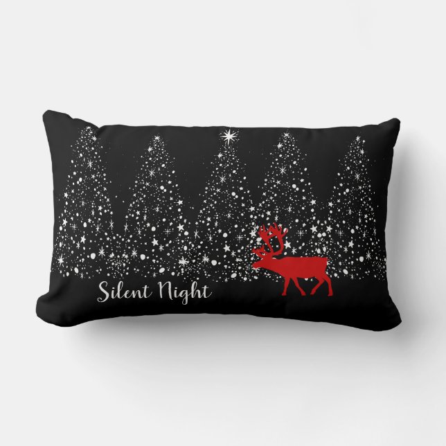 Cojín Lumbar Resto Rojo Árbol de Navidad Blanco Noche silencios (Anverso)