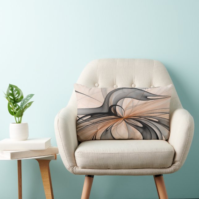 Cojín Lumbar Resumen Antracita Grey Siena Arte Fractal Moderno (Silla)