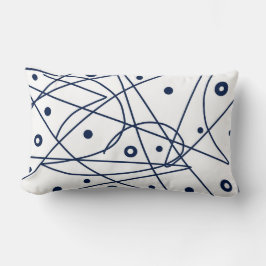 Cojín Lumbar Resumen Arte Líneas blancas negras Círculos Minima
