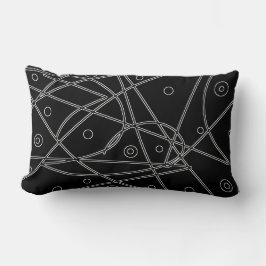 Cojín Lumbar Resumen Arte Líneas blancas negras Círculos Minima