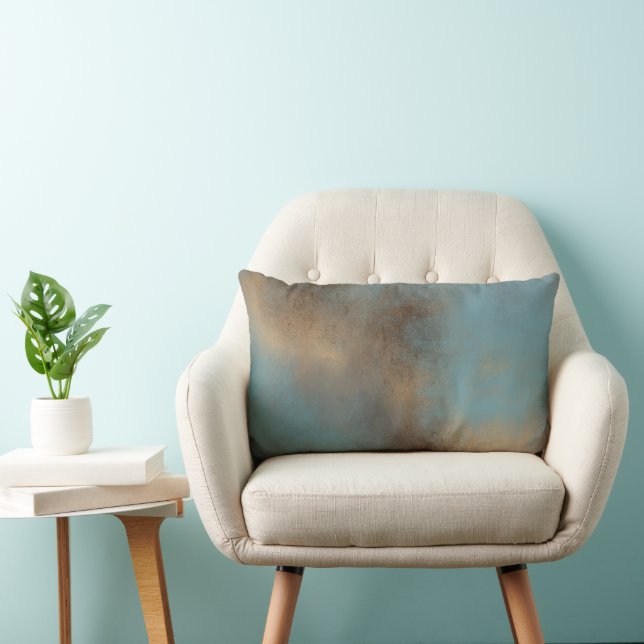 Cojín Lumbar Resumen Arte pintado con crema azul (Silla)