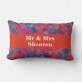 Cojín Lumbar Resumen de caídas rojas, azules y rosas