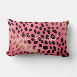 Cojín Lumbar Resumen de impresión de leopardo negro rosado