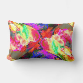 Cojín Lumbar Resumen de la pintura floral color rosa rosa amari