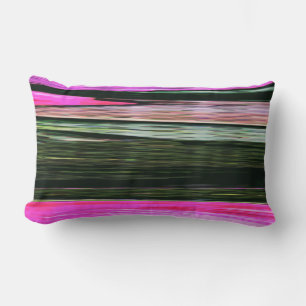 Cojín Lumbar Resumen De Las Bandas Horizontales Rosa Y Verde 70