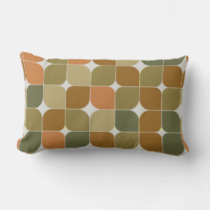 Cojín Lumbar Resumen de mediados de siglo Naranja marrón patrón