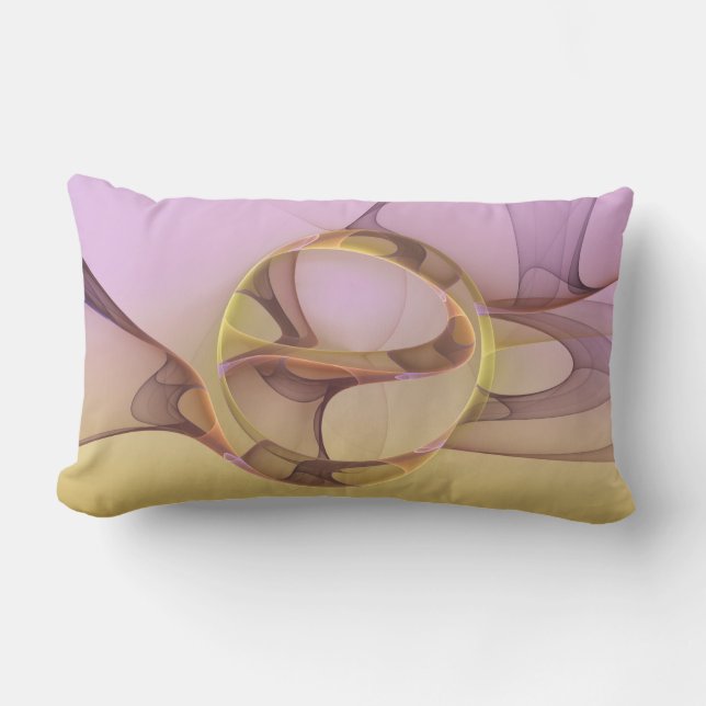 Cojín Lumbar Resumen de movimientos Arte Fractal de Oro rosa Mo (Anverso)