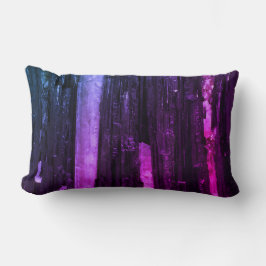 Cojín Lumbar Resumen de Neón Rojo y Púrpura a Rayas Moderno