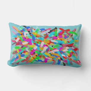 Cojín Lumbar Resumen de vibraciones positivas de arte salpicand