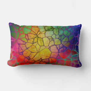 Cojín Lumbar Resumen del mosaico del arcoiris - aspecto de vidr