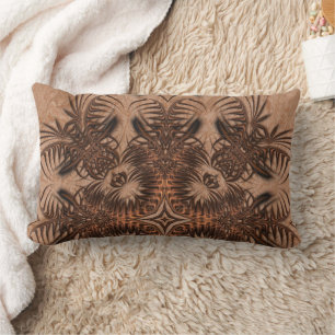 Cojín Lumbar Resumen geométrico de bronce y cobre