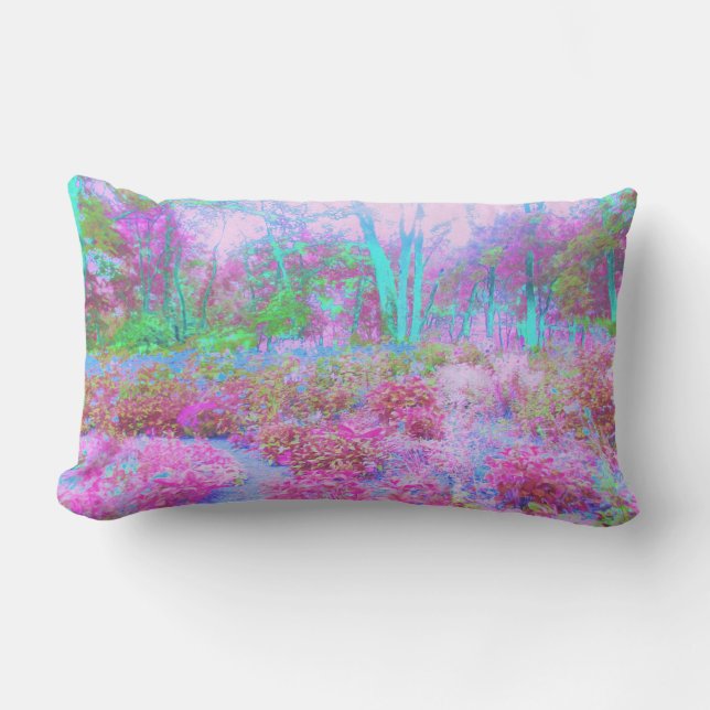 Cojín Lumbar Resumen impresionista rosa y turquesa (Anverso)