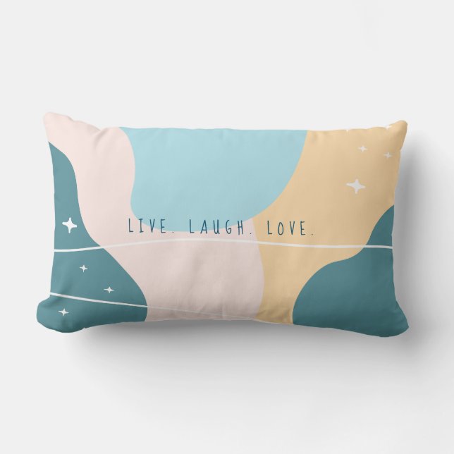 Cojín Lumbar Resumen minimalista Pastel azul y amarillo (Anverso)