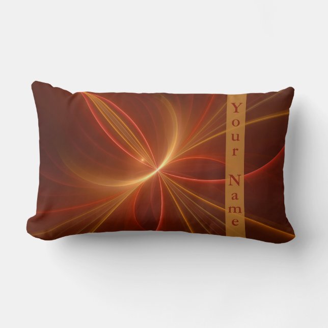 Cojín Lumbar Resumen místico Fractal moderno color cálido nombr (Anverso)