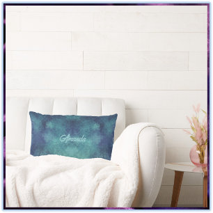 Cojín Lumbar Resumen moderno de Aqua y Purple