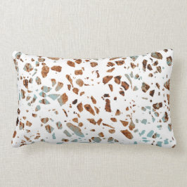 Cojín Lumbar Resumen Terrazzo Mosaic Rust Brown & Blue Pattern