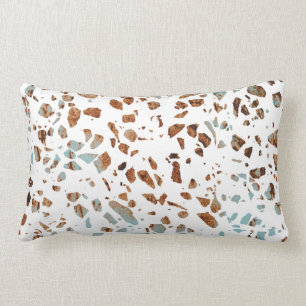 Cojín Lumbar Resumen Terrazzo Mosaic Rust Brown & Blue Pattern