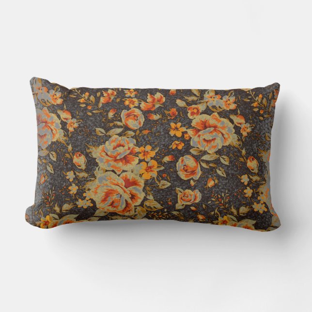 Cojín Lumbar Resumen Textura de la línea del lápiz floral (Anverso)