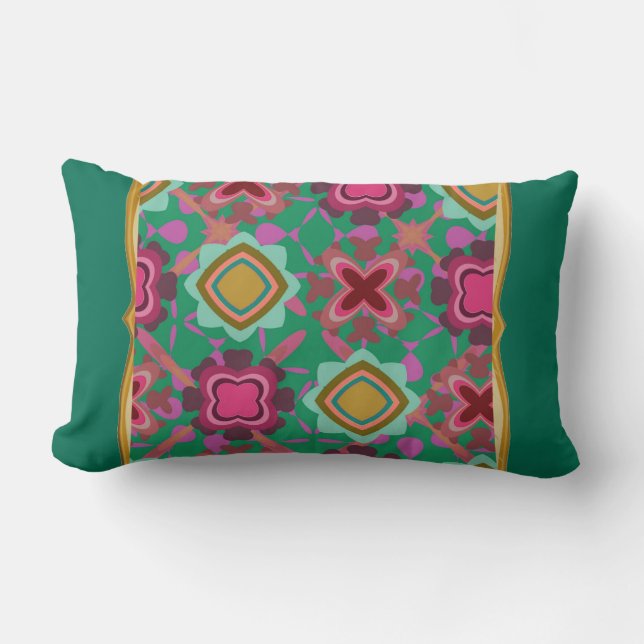 Cojín Lumbar Resumen verde rosa (Anverso)
