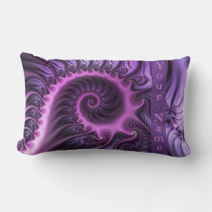 Cojín Lumbar Resumen Vivid Guay Pink Purple Fractal Art Name