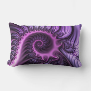 Cojín Lumbar Resumen Vivid Guay Pink Purple Fractal Art Spiral
