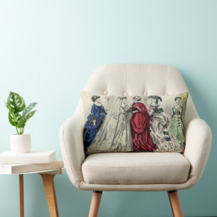 Cojín Lumbar Retrato de boda de fiesta de bodas victorianas vin