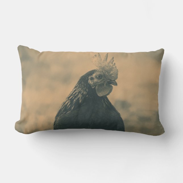 Cojín Lumbar Retrato de gallo (Anverso)