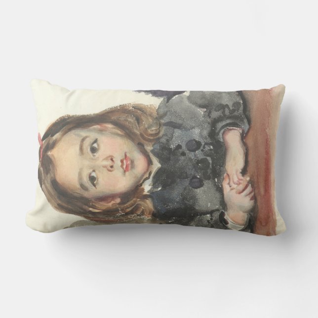 Cojín Lumbar Retrato de Marie (Chica joven de Cute) (Anverso)