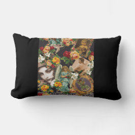 Cojín Lumbar Retro de color con encaje y flores