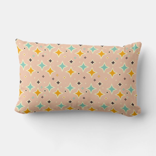 Cojín Lumbar Retro geometric pattern with teal, orange, black (Reverso )