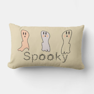 Cojín Lumbar Retro Ghost Hand Lettering Spooky Tan