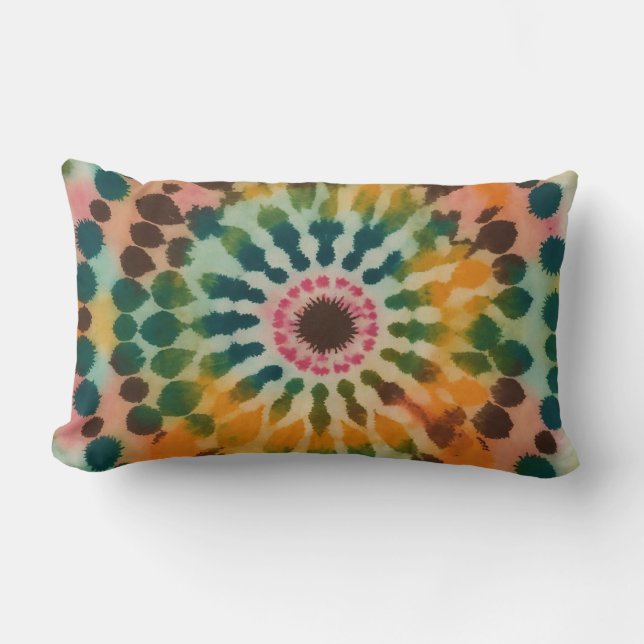 Cojín Lumbar Retro Mandala Tie Dye (Anverso)
