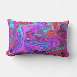 Cojín Lumbar Retro morado, azul y Naranja Resumen de arte líqui