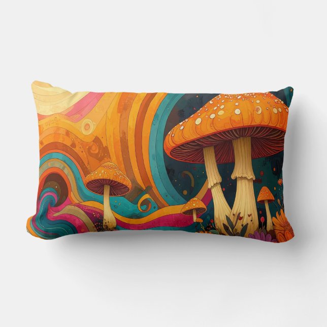 Cojín Lumbar Retro Psychedelic Swirls Throw Cushion  (Anverso)