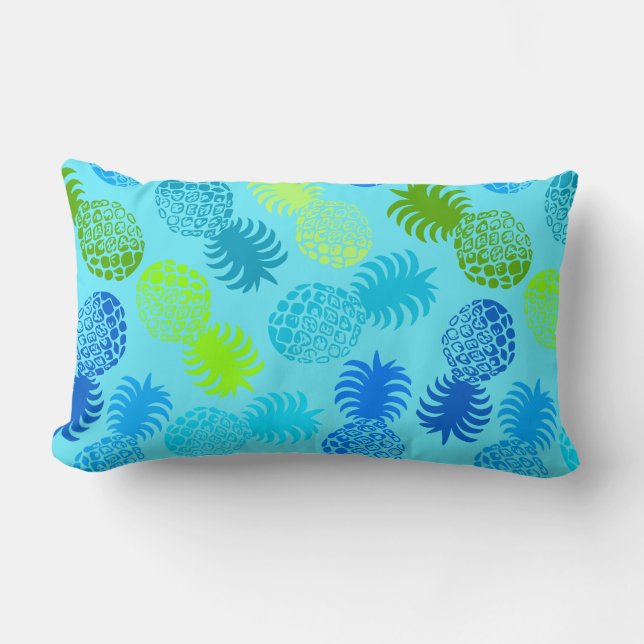 Cojín Lumbar Reversible de la piña tropical mona hawaiana (Anverso)